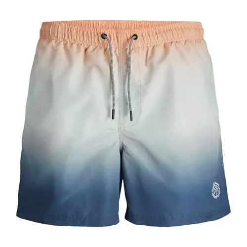 Produktbild: Jack & Jones Jungen Jpstfiji Jjswim Dip Dye Ly Jnr Badeshorts, Hellblau - Dunkelblau - Rosa, 128 EU