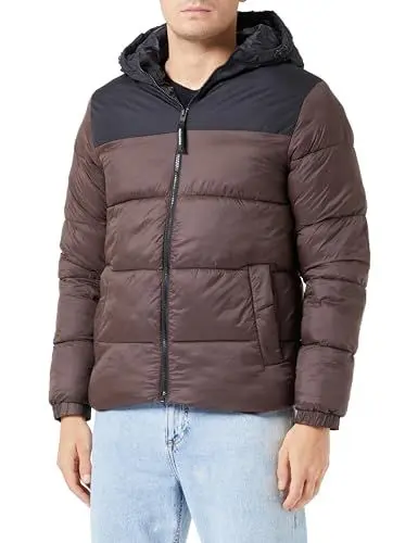 Produktbild: Jack & Jones Herren JJETOBY Puffer Hood SN Pufferjacke, Seal Brown/Detail:Black Blocking, M