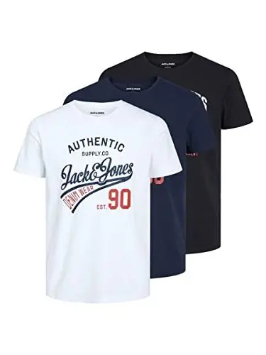 Produktbild: Jack & Jones Herren Jjethan Tee Crew Neck 3pk Mp Noos T Shirt, Schwarz, XL EU