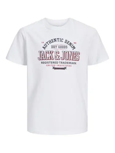 Produktbild: Jack & Jones Jungen T-Shirt JJELOGO Tee SS O-Neck 2 COL S NOOS JNR, White/Print:Navy Blazer + True Red,152