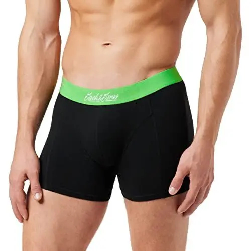 Produktbild: Jack & Jones Men's JACSOLID Organic Trunks 3 Pack Boxershorts, Black/Pack:Black-Black, M