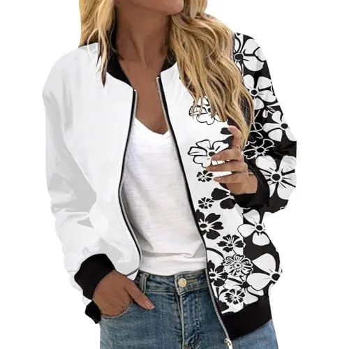 Produktbild: Leichter Steppblouson Damen Lederimitat Bomberjacke Damen Body 90Er Jahre Damen Blouson Jacke Damen Beige Blouson Mit Kapuze Damen Blouson Bomberjacke Womens Short Zip Sweatshirt Discounter