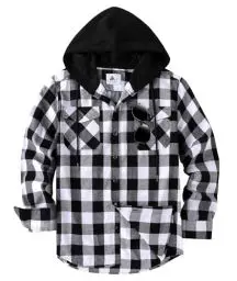 Produktbild: JACKETOWN Flanellhemd Herren Hemd Kariertes Hemd Mit Kapuze Hemdjacke Hemd Herren Langarm Regular Fit Karohemd Holzfällerhemd Baumwolle Kuscheliges Freizeithemden Mit Brusttasche M-3xl