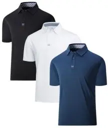 Produktbild: JACKETOWN Golf Poloshirts Herren Kurzarm Schnelltrocknend mit Knopfleiste Kurzarm Polo T-Shirt Atmungsaktive Polohemd Activewear Tennis Herren Sportlich Outdoor 3 Pack