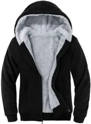 Produktbild: JACKETOWN Herren Sweatshirt Gefüttert Hoodie Reißverschluss Sweatjacke Warm Fleece Winterjacke Teddyfutter Fleecejacke mit Kapuze