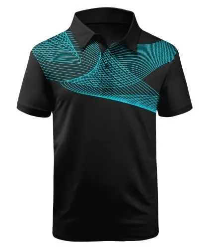Produktbild: JACKETOWN Polo Shirts Herren Kurzarm Golf Poloshirt Schnelltrocknend Casual Sport Shirt Outdoor Atmungsaktives T-Shirts Sommer Polo Hemd Männer(Blau-M)