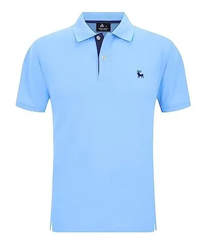 Produktbild: JACKETOWN Polo Shirts Herren Kurzarm Golf Poloshirt Schnelltrocknend Casual Sport Shirt Outdoor Atmungsaktives T-Shirts Sommer Polo Hemd Männer(Hellblau-L)