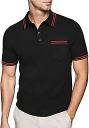 Produktbild: JACKETOWN Polo Shirts Herren Kurzarm Golf Poloshirt Schnelltrocknend Casual Sport Shirt Outdoor Atmungsaktives T-Shirts Sommer Polo Hemd Männer(Schwarz-M)