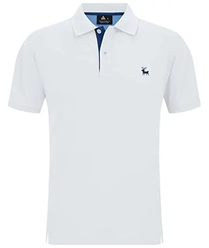 Produktbild: JACKETOWN Polo Shirts Herren Kurzarm Golf Poloshirt Schnelltrocknend Casual Sport Shirt Outdoor Atmungsaktives T-Shirts Sommer Polo Hemd Männer(Weiß-L)