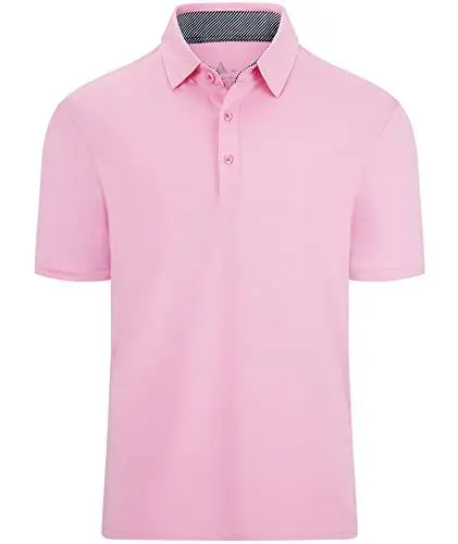 Produktbild: JACKETOWN Poloshirt Herren Atmungsaktive Golf Poloshirts Schnelltrocknend Polo Männer Sport Streifendesign Poloshirts Herren Kurzarm Sommer Polo Hemd Activewear Regular Fit M-3XL