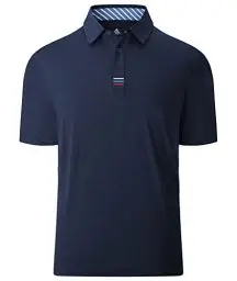 Produktbild: JACKETOWN Poloshirt Herren Kurzarm Einfarbig Golf Polo Shirts Knopfleiste Stickerei Streifen T-Shirt Herren Atmungsaktive Polohemd Sportlich Activewear Polo Tennis Schnelltrocknend Sommer XL