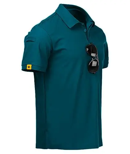 Produktbild: JACKETOWN Poloshirts Herren Kurzarm Atmungsaktives Schnelltrocknend Poloshirts Männer Sommer Knopfleiste T-Shirts Männer Casual Sport Shirt Basic Regular Fit Golf Polo Hemd(Dunkles Türkisblau-M)