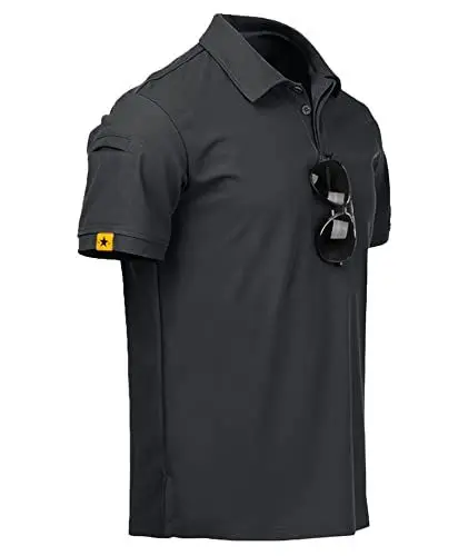 Produktbild: geeksport Poloshirt Herren Kurzarm Freizeit Sport Polo Golf Tshirts Männer Polohemd (Tiefgrau XL)