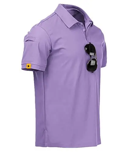 Produktbild: JACKETOWN Poloshirts Herren Kurzarm Atmungsaktives Schnelltrocknend Poloshirts Männer Sommer Knopfleiste T-Shirts Männer Casual Sport Shirt Basic Regular Fit Golf Polohemd(Flieder-L)