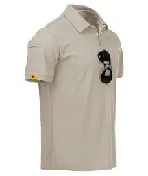 Produktbild: JACKETOWN Poloshirts Herren Kurzarm Atmungsaktives Schnelltrocknend Poloshirts Männer Sommer Knopfleiste T-Shirts Männer Casual Sport Shirt Basic Regular Fit Golf Polohemd(Helles Khaki-3XL)
