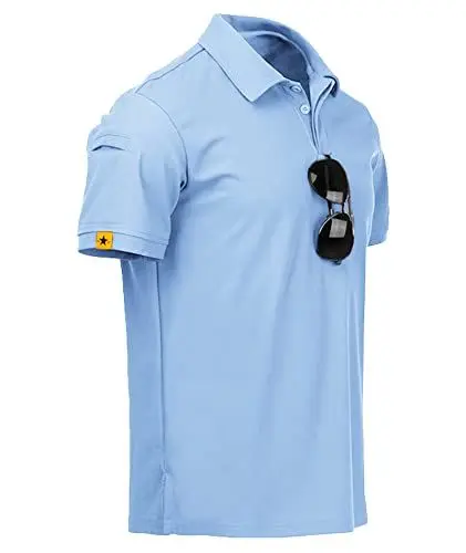 Produktbild: JACKETOWN Poloshirts Herren Kurzarm Atmungsaktives Schnelltrocknend Poloshirts Männer Sommer Knopfleiste T-Shirts Männer Casual Sport Shirt Basic Regular Fit Golf Polohemd(Mondblau-XL)