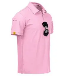 Produktbild: JACKETOWN Poloshirts Herren Kurzarm Atmungsaktives Schnelltrocknend Poloshirts Männer Sommer Knopfleiste T-Shirts Männer Casual Sport Shirt Basic Regular Fit Golf Polohemd(Pink-2XL)