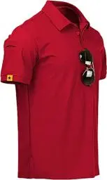 Produktbild: JACKETOWN Poloshirts Herren Kurzarm Atmungsaktives Schnelltrocknend Poloshirts Männer Sommer Knopfleiste T-Shirts Männer Casual Sport Shirt Basic Regular Fit Golf Polohemd(Rot-2XL)