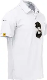 Produktbild: JACKETOWN Poloshirts Herren Kurzarm Atmungsaktives Schnelltrocknend Poloshirts Männer Sommer Knopfleiste T-Shirts Männer Casual Sport Shirt Basic Regular Fit Golf Polohemd(Weiß-L)