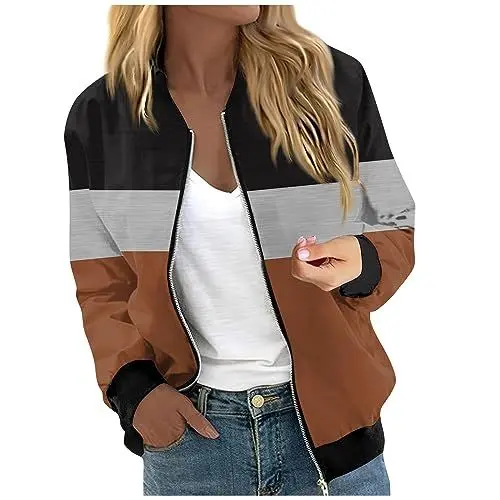 Produktbild: Jackets For Women Für Damen Langarm Mode Blumen Gedruckt Lässige Jacken Lose Passform Leichte Reißverschluss Windjacke Übergangsjacke Teenager Mädchen Arbeitsjacke Damen Gelb XL