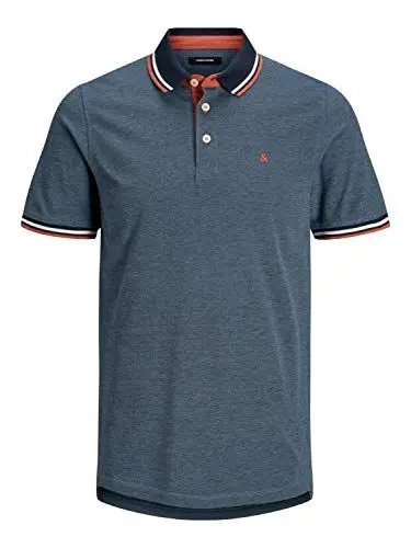 Produktbild: JACK & JONES Herren Klassische Pique Kurzarm Polo-Shirt - Denim Blau - L