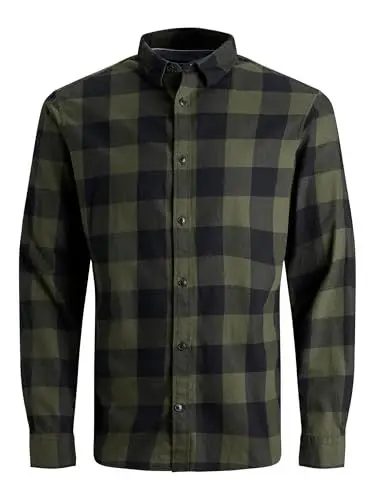 Produktbild: JACK&JONES Hemd Slim Fit Business Shirt Weiches Langarm Twill Oberteil aus Baumwolle JJEGINGHAM, Farben:Grün, Größe Hemd:XXL