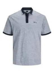 Produktbild: JACK&JONES Herren JCOMELANGE Jersey Polo SS Poloshirt, Navy Blazer/Detail:White Melange, S