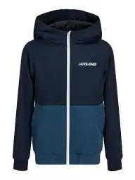 Produktbild: JACK&JONES JUNIOR Jungen JJERUSH Hood Bomber NOOS JNR Softshelljacke, Navy Blazer/Detail:Ensign Blue/White Blocking, 140