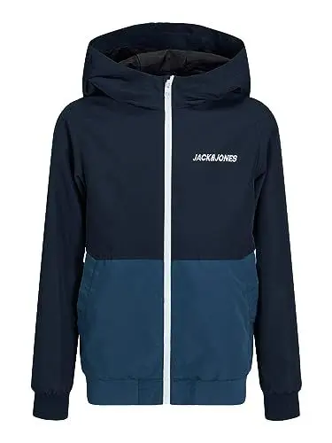 Produktbild: JACK&JONES JUNIOR Jungen JJERUSH Hood Bomber NOOS JNR Softshelljacke, Navy Blazer/Detail:Ensign Blue/White Blocking, 140