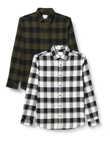 Produktbild: JACK&JONES PLUS Herren JJPLAIN Fall Buffalo Shirt LS 2MP PLS Hemd, Forest Night/Pack:Cloud Dancer, 5XL Groß