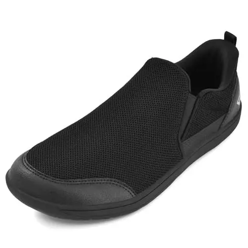 Produktbild: JACKSHIBO Hände frei Slip ins Barfußschuhe Herren Barfussschuhe Minimalistische Barfuss Schuhe Slip on Sneakers Weite Zehenbox Nullabsatz Sohlen Schwarz 46 EU