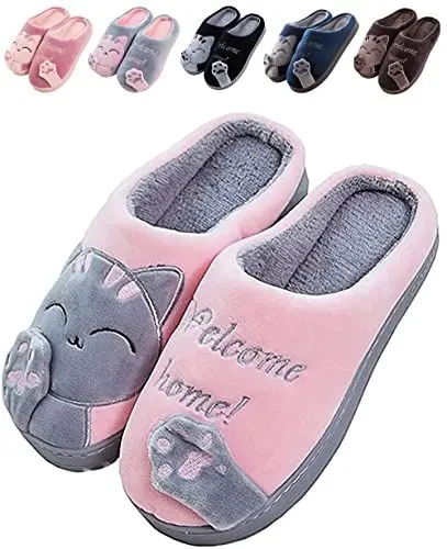 Produktbild: JACKSHIBO Hausschuhe Damen Winter Plüsch Pantoffeln Herren Warm Filzpantoffeln Frauen Bequeme Slippers Unisex Rosa 36/37 EU