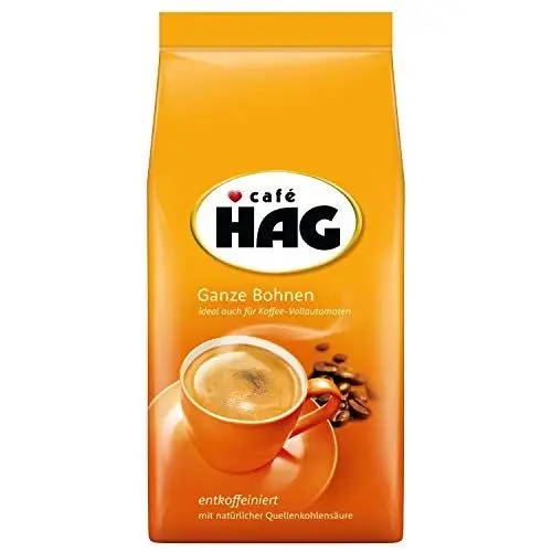 Produktbild: Café HAG Ganze Bohnen entkoffeiniert, Ideal für schwarzen Kaffee mit feiner Crema, Kaffee ganze Bohnen, 500 g