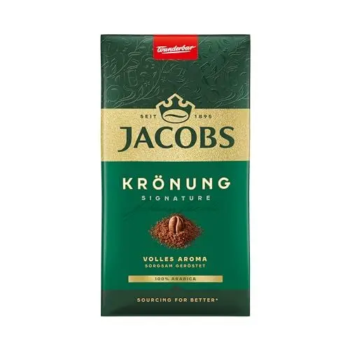 Produktbild: Jacobs Filterkaffee Krönung Classic, 100 % Arabica, mittlere Röstung, Kaffee gemahlen, geröstet in Deutschland, ideal für Filterkaffeemaschine & French Press, 500 g
