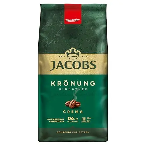 Produktbild: Jacobs Kaffeebohnen Krönung Crema, aromatisch mit Zitrus- & Nussnote, geröstet in Bremen, Intensität 6/10, Kaffee ganze Bohnen, 1 kg