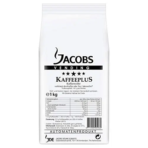 Produktbild: Jacobs Professional Kaffeeplus Kaffeeweißer Pulver, laktosefrei, ideal für Heißgetränke-Automaten, 1 kg