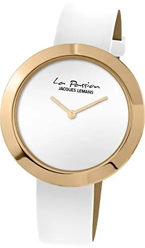 Produktbild: JACQUES LEMANS Damenuhr La Passion Lederarmband massiv Edelstahl ip-Gold LP-113D