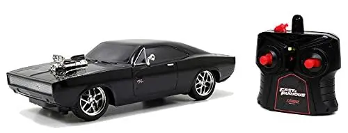 Produktbild: Jada Toys Fast & Furious RC-Auto, Dodge 1970, Street, Ferngesteuertes Auto, Turbofunktion, 2-Kanal Funkfernbedienung, USB-Ladefunktion, inkl. Batterien, 1:16, schwarz