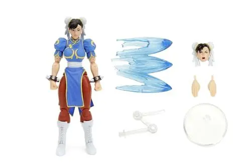 Produktbild: Jada Toys Street Fighter Figur Chun-LI (15 cm) - bewegliche Sammel- und Actionfigur aus Street Fighter 2: The Final Challengers, mit alternativem Kopf, Händen und Zubehör, ab 13 Jahre
