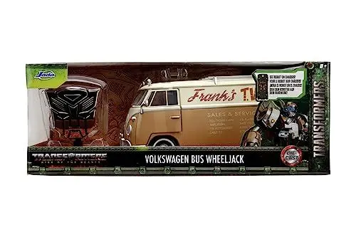 Produktbild: Jada Toys Transformers Wheeljack VW Bus (T7) - Volkswagen Bulli aus Transformers 7: Aufstieg der Bestien, Die Cast Auto ab 8 Jahre mit Sammelmünze, 1:24, 19cm