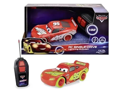 Produktbild: Jada Toys - Lightning McQueen als RC Glow Racer Single Drive (14 cm) aus Disney Pixars Cars - ferngesteuertes Auto ab 4 Jahre, Spielzeugauto für Kinder mit Fernbedienung und Glow-in-The-Dark-Effekt