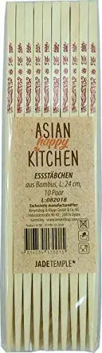 Produktbild: JADE TEMPLE Essstäbchen aus Bambus mit asiatischem Druck, 24 cm, geschmacksneutral, 10 Paare pro Vorteilspackung