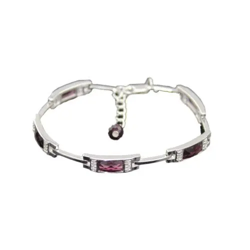 Produktbild: Jade Angel 925 Sterling Silber Amethyst Cubic Zirkonia Link Kette Armband