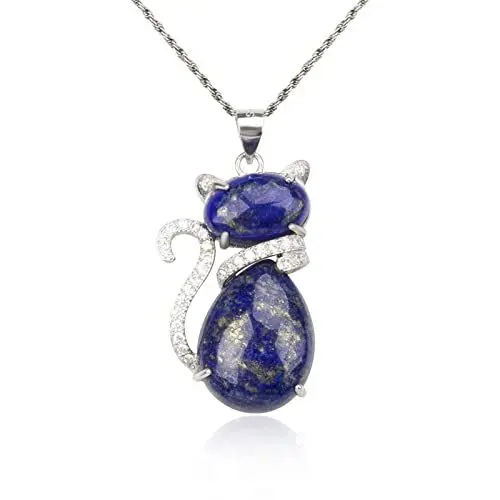 Produktbild: Jade Angel Damen-Halskette mit Anhänger Sterling-Silber 925 Lapislazuli Zirkonia