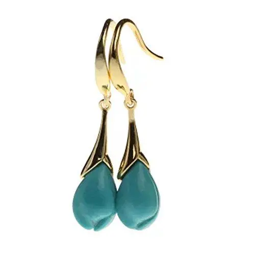 Produktbild: Jade Angel Tulpenohrringe Sterling-Silber 925 18 Karat vergoldet Türkis