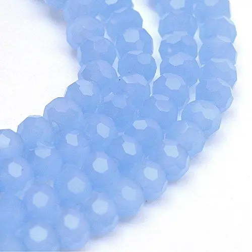 Produktbild: Jade Stein Perlen Halbedelstein Blaufarbe 6mm 8mm Kugel Facettiert Schmuckperlen für Schmuck Armband Kette Basteln Schmuckherstellung Bastelperlen (8mm 35 Stück)