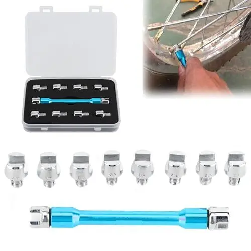 Produktbild: Jadeshay Motorrad-Speichenschlüssel, CNC-Schraubenschlüsselsatz Universal-Motorrad-Speichenschlüsselsatz 5,0-6,8 Länge 93 Mm/3,7 Zoll für die Meisten Motorräder (Ein blaues)
