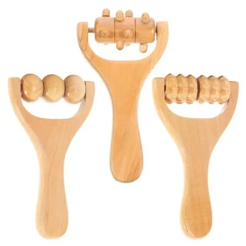 Produktbild: Jadin Massageroller, Faszienstab, 3Pcs Hölzerne Hand Massage Roller Holz fuß Massage Rolle Muskel Massage Tools, Hand Held Massage Tool Muskel Roller für Rücken Beine Körper Hals Gesicht Arm, 15 x 8cm