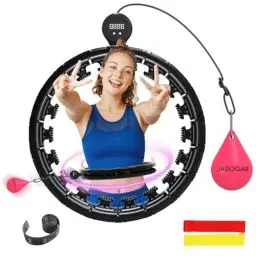 Produktbild: JADOGAR Smart Hula Hoop mit Zähler, Modern Hullahub Reifen zum Abnehmen mit 24 Verstellbaren Knoten, Hula Hoop Reifen Erwachsene, 2 Widerstandsbänder&1Maßband