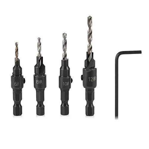 Produktbild: Jadpes Holzbohrer Set, Bohrer, Spiralbohrer, 1/4 Zoll Sechskantschaft HSS-Bohrer # 6# 8# 10# 12 Senker Holzbearbeitungswerkzeug
